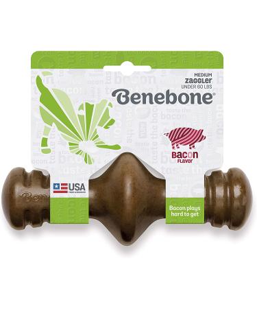 Benebone Zaggler Rolling Dog Chew Toy - Real Bacon Flavor, Made in USA - Medium Size for Aggressive Chewers - Buy Online on SooperMarket.com