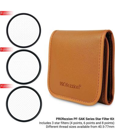 PROfezzion 67mm Star Filter Kit - 3 Pieces (4, 6, 8 Points) for Canon/Sony Camera Lens - Adjustable Starburst & Cross Star Effect Filter Set - Buy Online on SooperMarket.com