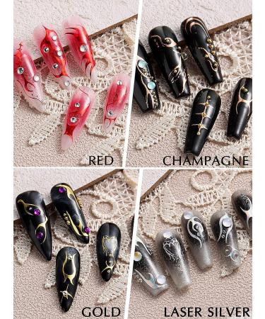 Gorvalin Y2K Nail Art Sticker Decals - 12 Sheets Metallic Cyber Punk Design for DIY Nail Decoration | Self-Adhesive Nail Charms for Women & Girls - Buy Online on SooperMarket.com