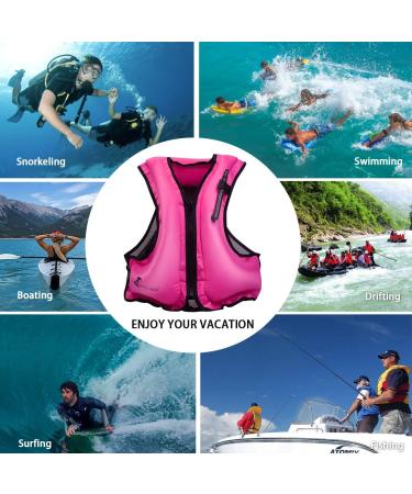OMOUBOI Inflatable Snorkel Vest | Adult Swimming Jacket for Diving, Surfing & Water Sports (Pink) | 90-220lbs - Buy Online on SooperMarket.com