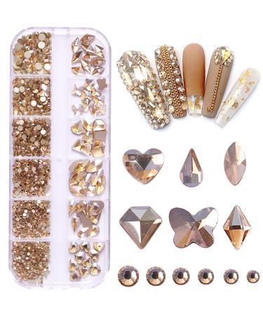 800PCS Belicey Nail Rhinestones Kit - Multi-Shape Crystals for Nail Art & DIY Crafts (Gold) - Buy Online on SooperMarket.com