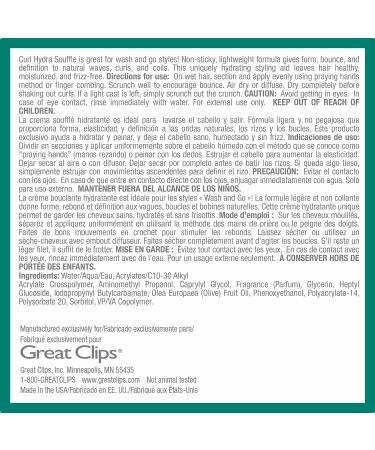 Great Clips Curl Hydra Souffle 6oz | Curls Enhancing Souffle for Wash & Go Styles - Buy Online on SooperMarket.com