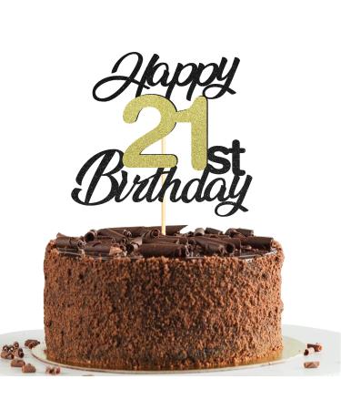Sumerk 21 cake attachments for the 21st birthday cake attachments birthday party decoration accessories gold and black 1 pack of cake lid on his 21st birthday