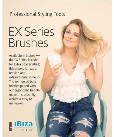 Ibiza Hair Professional Round Boar Hair Brush - Lightweight Cork Handle, Reinforced Bristles - Adds Texture & Shine for Medium to Long Hair - Buy Online on SooperMarket.com