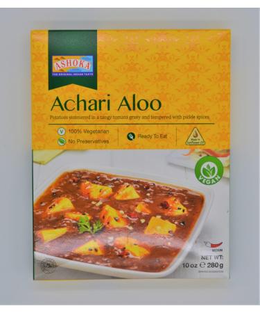 Ashoka Achari Aloo - 280g (Pack of 10) - Authentic Indian Spiced Potatoes with Pickling Spices | Ready-to-Eat | No Preservatives | Family Pack