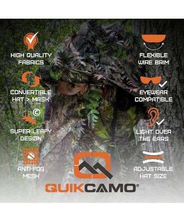 QuikCamo Mossy Oak Camo Bucket Hat with Built-in 3D Leafy Face Mask, Turkey Hunting Gear Boonie - NWTF Mossy Oak Obsession Camo, Adjustable OSFM - Buy Online on SooperMarket.com