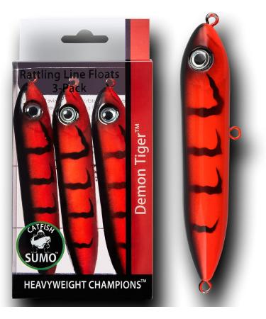 Catfish Rattling Line Float Lure 4 inch (3-Pack Demon Tiger) - Santee Rig Fishing Essential - Buy Online on SooperMarket.com