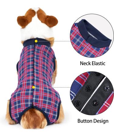 Heywean Dog Recovery Suit - Post-Op Wound Protection & Medical Shirt for Dogs | XXXL Marine Plaid - Buy Online on SooperMarket.com