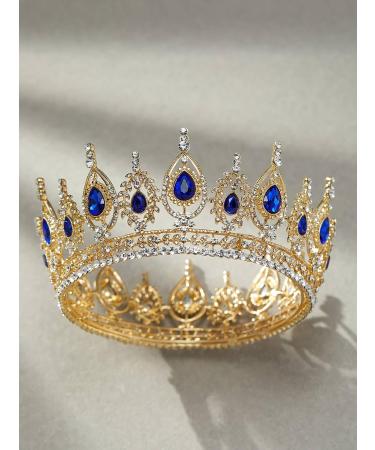 SweetV Royal Blue Queen Crown Wedding Tiara for Bride - Rhinestone Tiaras and Crowns for Women, Costume Headpiece for Birthday, Cosplay, Party Celebration - Bailey - Buy Online on SooperMarket.com