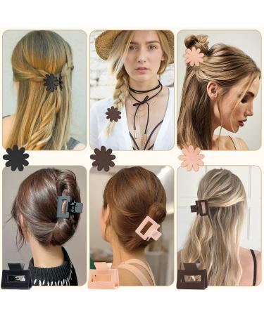 6 Pack Small Flower Claw Clips - Neutral Colors Non-Slip Hair Clips for Thin Hair - 2 Inch Rectangle Design for Women & Girls - Buy Online on SooperMarket.com
