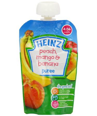 Heinz Peach Manage and Banana Fruit Pouch 4 months + 6 X 100g
