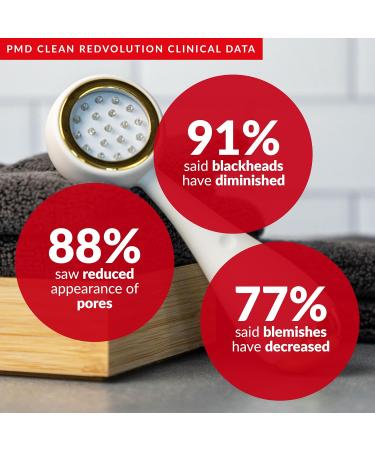 PMD Clean Redvolution - Smart Facial Cleansing Device with Silicone Brush & Red Light Therapy for Smoother Skin Fine Lines Reduction & Firming - Face & Body Care - Buy Online on SooperMarket.com