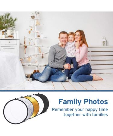 Etekcity 24 5-in-1 Photography Reflector Light - 24 Inch Multi-Disc Photo Reflector Kit with Bag - Translucent Silver Gold White Black - Professional Photo Lighting Tool - Buy Online on SooperMarket.com