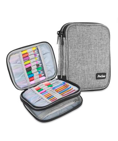 ProCase Crochet Hook Case (up to 6.5 Inches) Travel Organizer Zipper Bag for Various Crochet Hooks Circular Knitting Needles and Other Accessories (NO Accessories Included) Grey