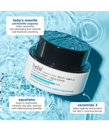 belif The True Cream Aqua Bomb | Lightweight Face Moisturizer with Squalene, Ceramide & Apothecary Herbs | Fast Absorbing, Improves Moisture Barrier | 1.68 Fl Oz - Buy Online on SooperMarket.com