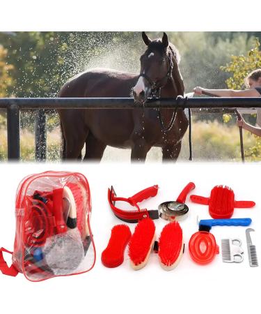 BREUAILY Horse Grooming Kit 10pcs Professional Horse Soft Massage Brush Kit Portable Horse Cleaning Tool Kit Horse Hair Brush Curry Comb Hoof Pick for Horse Cow Pony - Buy Online on SooperMarket.com