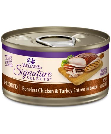 Wellness CORE Grain-Free Signature Selects Wet Cat Food, Natural Pet Food Made with Real Meat, Chunky, Flaked, and Shredded Varieties (2.8 oz or 5.3 oz Cans) Shredded Chicken & Turkey 2.8 Ounce (Pack of 12)