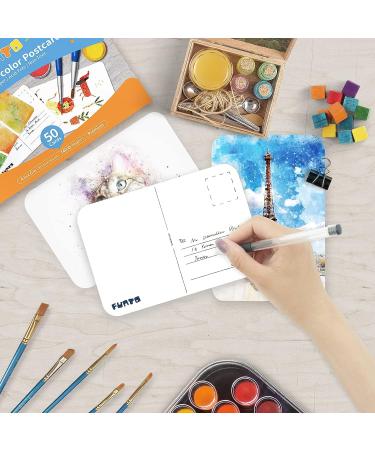 Funto Blank Watercolor Paper Postcards - 50 Cards 4x6 140lb/300gsm | Acid-Free Heavyweight Art Paper for Watercolor Journal, Thank You Notes & Greeting Cards - Buy Online on SooperMarket.com