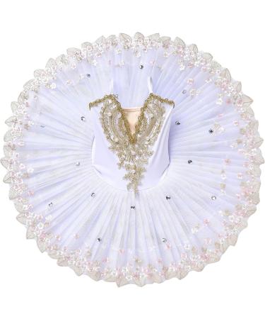 Girls Ballet Leotard with Platter Tutu & Swan Lake Feather Hem, White, 7-8 Years - Buy Online on SooperMarket.com