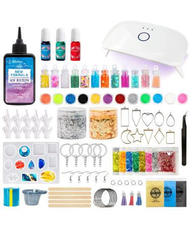 JDiction New UV Resin Kit with Light  Crystal Clear Hard Resin Sunlight Curing UV Resin Beginner Kit for Jewelry  Doming  Coating  and Casting  DIY Craft New Style
