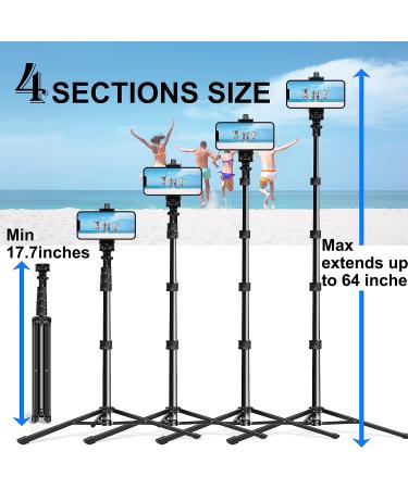 64 Inch Phone Tripod Selfie Stick with Wireless Remote - Perfect for Group Selfies, Live Streaming & Video Recording - Compatible with All Cellphones - Buy Online on SooperMarket.com