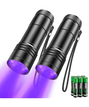 Kizplays UV Torch LED Flashlight UV lamp 395nm Lights pet Urine Detector for Dried Stains from Your Dogs Cats and Rodents on Carpets Curtains 2 Packs 6 x AAA Batteries Included