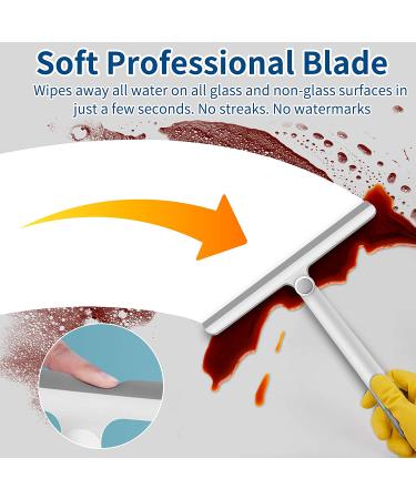 Silicone Handle Shower Squeegee 12 Inch - 2 Pack Gray for Shower Doors, Glass, Mirrors, Windows, Cars, Tile Walls - Bathroom Essential - Buy Online on SooperMarket.com
