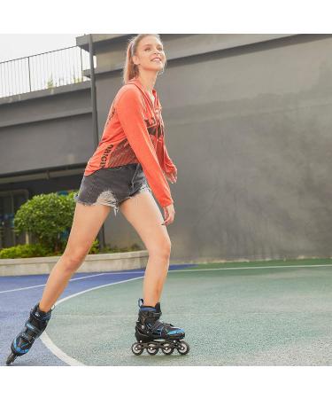 Hikole Adjustable Inline Skates with Light Up Wheels - Blue & Black | Youth & Adult Sizes for Indoor/Outdoor Skating - Beginners to Advanced - Buy Online on SooperMarket.com
