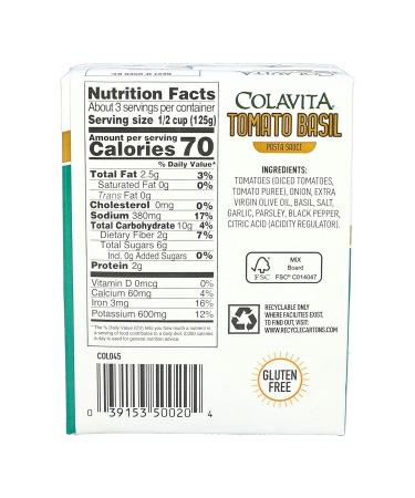 Colavita Tomato Basil Pasta Sauce Recart 13.76 Oz (Pack of 16) | Authentic Italian Recipe with Fresh Non-GMO Ingredients | Gluten-Free and Sustainable Packaging from Italy - Buy Online on SooperMarket.com