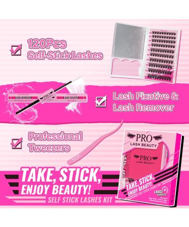 PRO Self Adhesive Eyelashes Kit - 120pcs Press On Lashes Lash Fixative & Remover Easy Home Application | Velvety D-10-18mix Eyelash Extension Set - Buy Online on SooperMarket.com
