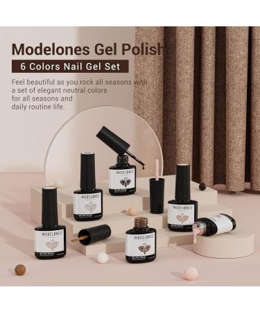 Modelones Gel Nail Polish Nude - 6 Colors White Gel Polishes Brown Pink Gel Polish Set Nail Gel Polish French Manicure All Seasons Neutral LED Gel Nail Kit Soak Off Manicure DIY Home Salon A-Nude Brown 7 ml (Pack of 1) - Buy Online on SooperMarket.com