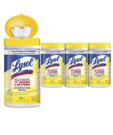 Lysol Disinfectant Wipes Multi-Surface Antibacterial Cleaning Wipes For Disinfecting and Cleaning Lemon and Lime Blossom 320 Count (Pack of 4)​