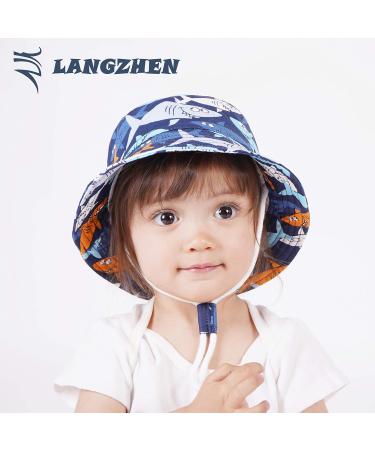 LANGZHEN Beach Sun Protection Hat for Baby Girls - Navy Shark, 6-12 Months - Buy Online on SooperMarket.com