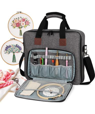 Aeelike Sewing Embroidery Kit Organizer Bag  Embroidery Project Storage Bag for Cross Stitch Embroidery Hoop Sewing Accessories  Portable Craft Storage Bag with Detachable Shoulder Strap (Only Bag) style 1