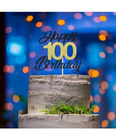 Sumerk 100 Cake Attachments for 100th Birthday Party | Gold & Black Decoration Accessories | Perfect for Celebrations - Buy Online on SooperMarket.com