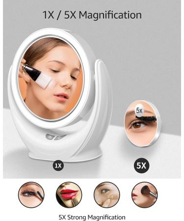 Lighted Makeup Mirror with Fan | 1X/5X Magnifying Vanity Mirror | 30 LED Lights, 3 Lighting Modes | Portable Travel Cosmetic Mirror - Buy Online on SooperMarket.com