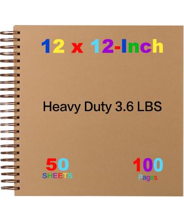 12x12 Large Scrapbook 3.6 LBS Heavy Duty Scrapbook Album | Scrapbook Photo Album | Kraft Hardcover Notebook with 50 Sheet | Use as Photo Album  Baby Book  SketchBook|12x12 Inch 100 Page