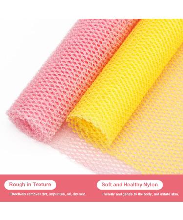 Windspeed 2Pcs African Body Exfoliating Net | Long Deep Cleaning Bath Sponge | Skin Smoother for Women Men | Shower Stocking Stuffer (80x30cm) | Yellow Pink - Buy Online on SooperMarket.com