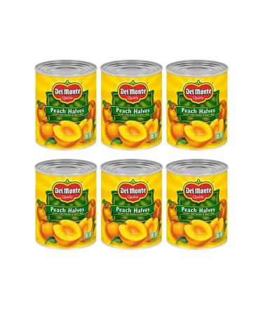 Del Monte MONTE Yellow Cling Peach Halves in Heavy Syrup, Canned Fruit, 29 oz Can 1.81 Pound (Pack of 6)