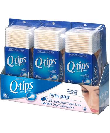 Q-TIPS SWABS Cotton Club ct, 625 Count, (Pack of 3)
