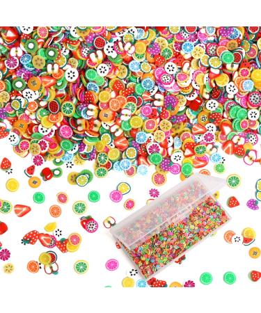 CCINEE 3D Fruit Nail Slices,Assorted Polymer Clay Slime Slices Bulk for DIY Crafts Supplies,4000PCS,1/4 Inch