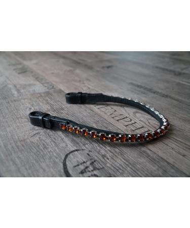 Generous head straps with quick lock and 10mm stone horses Horse brow band (warm blood xl 45 cm brown) Warmblood XL 45 cm brown