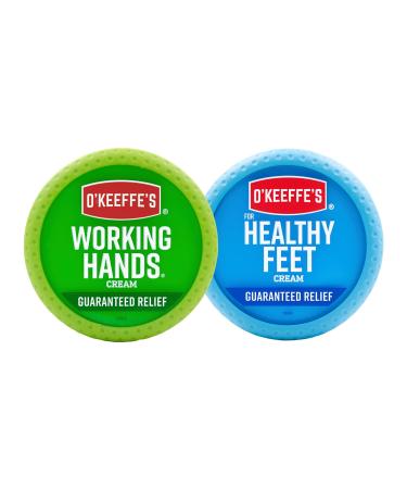 O'Keeffe's Working Hands Hand Cream 3.4 Ounce Jar and Healthy Feet Foot Cream 3.2 Ounce Jar Jar 2 Piece Set