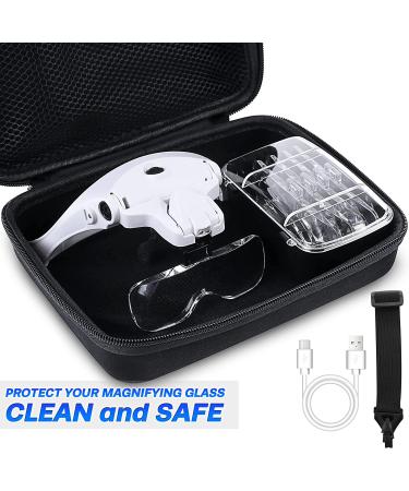 Rechargeable Magnifying Glasses with Light and Interchangeable Lenses for Close Work - 1.0X - 3.5X Magnification - Ideal for Reading, Arts, Crafts, and Hobbies - Buy Online on SooperMarket.com