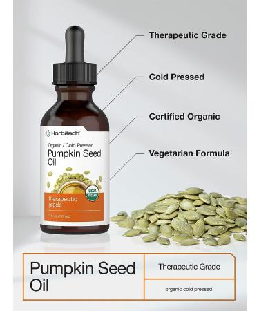 Organic Cold Pressed Pumpkin Seed Oil 4 oz | 100% Pure Extra Virgin | Vegetarian, Non-GMO, Gluten Free | for Hair and Face by Horbaach - Buy Online on SooperMarket.com