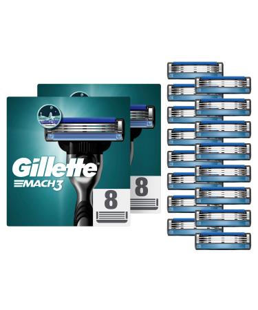 Gillette Mach3 Razor Blades for Men 16 Replacement Blades 8 pieces (2 pack) 16 blades