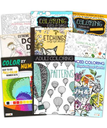 Adult Coloring Book Bundle with 10 Deluxe Coloring Books for Adults and Teens (Over 250 Stress Relieving Patterns).