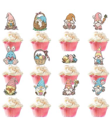 Colorful Easter Cake Decorations Set Of 12pcs Rabbit Gnomes Cupcake Toppers Spring Theme Decor Easter Party Supplies Dessert Decor