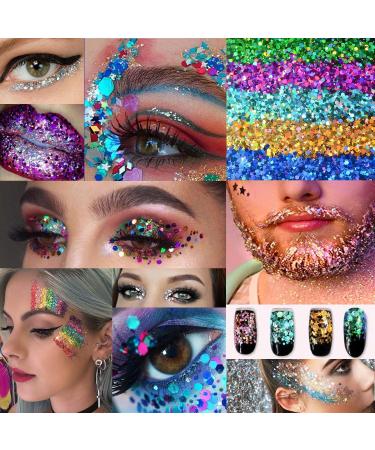 GL-Turelifes Chameleon Body Glitter Gel Set - Sparkling Chunky Glitter for Eyes, Face, Lips & Body - Festival Cosmetic Glitter - Long Lasting - 2 Pack - Buy Online on SooperMarket.com