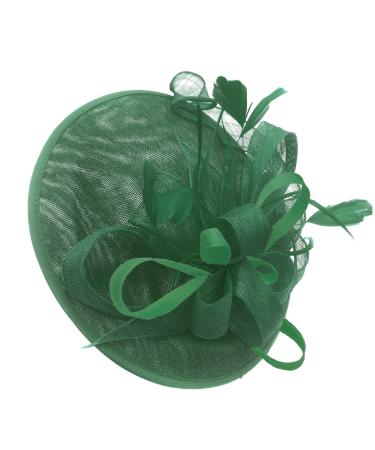 Caprilite Green and Jade Green Sinamay Big Disc Saucer Fascinator Hat for Women Weddings Headband One Size Jade Green